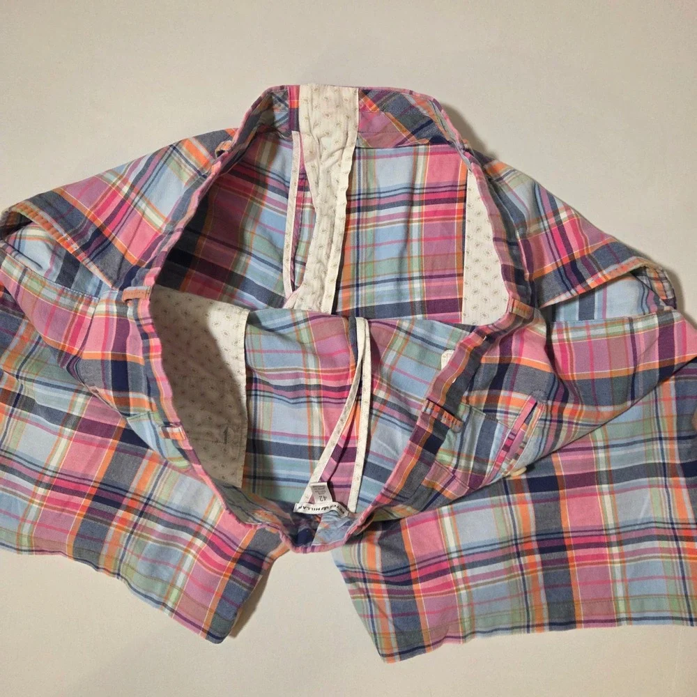 Peter Millar Mens Plaid Cotton Shorts Multi-Color Pink Blue Orange Size 42